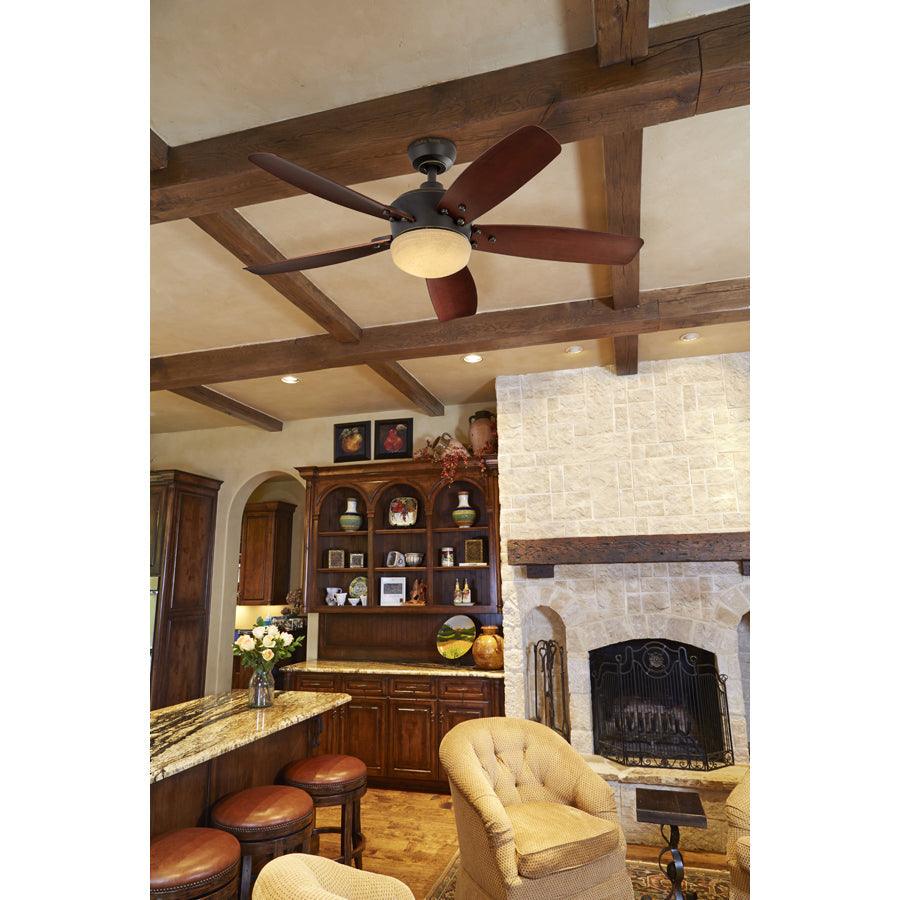 Harbor Breeze Saratoga 48-in Oil Rubbed Bronze LED Indoor/Outdoor Ceiling Fan with Remote (5-Blade)