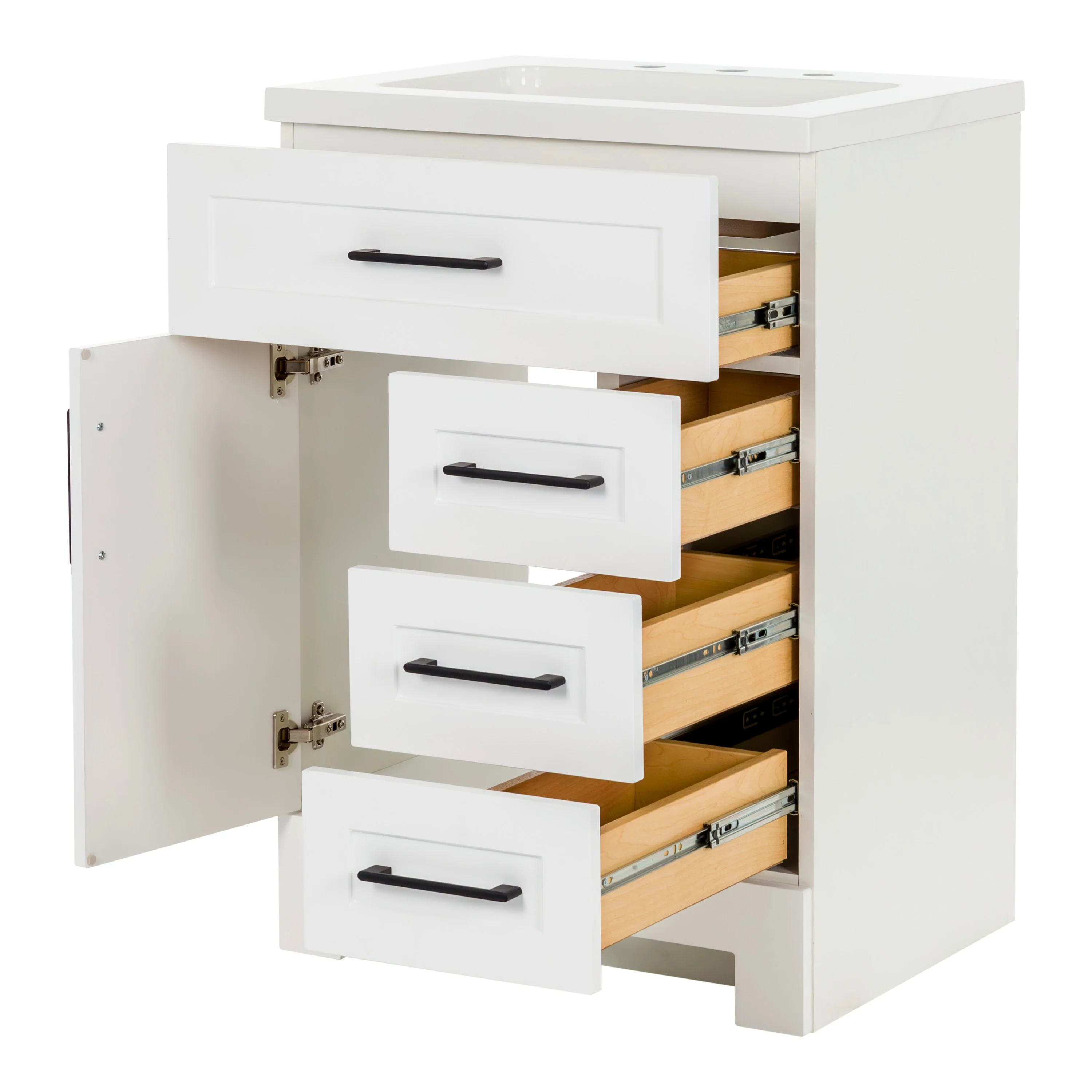 Style Selections Cauley 24-in White Single Sink Bathroom Vanity with White Cultured Marble Top