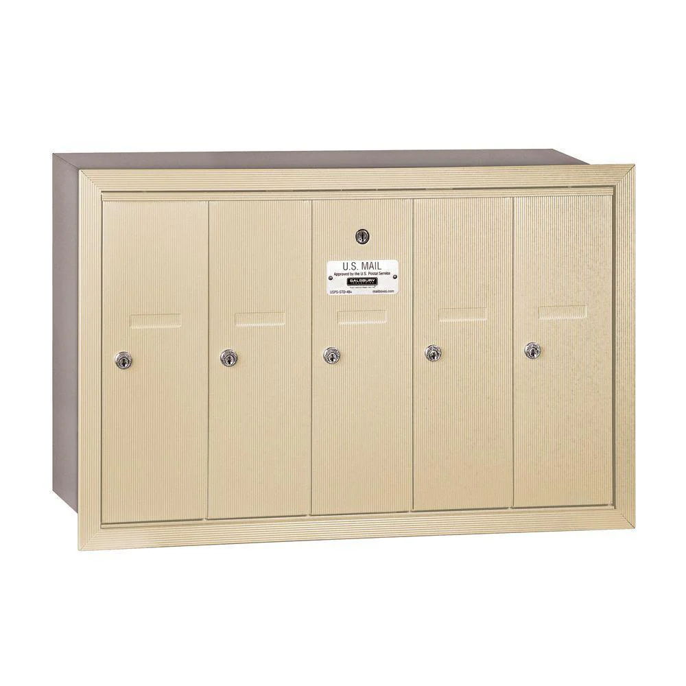 3500 Series Aluminum Recessed-Mounted Private Vertical Mailbox with 5 Doors
