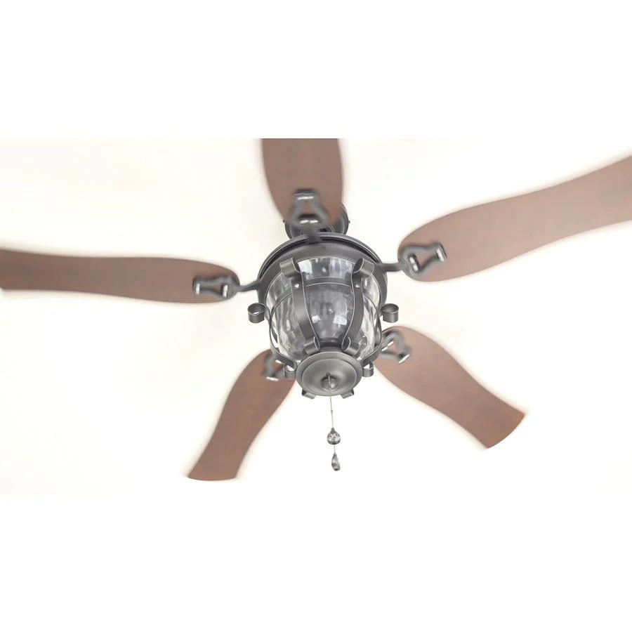 Harbor Breeze Lake Placido 52-in Black Iron Incandescent Indoor/Outdoor Ceiling Fan (5-Blade)