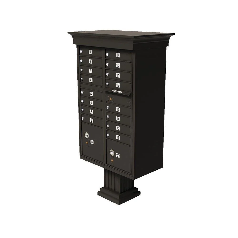 Vital 12-Mailboxes 1-Parcel Locker 1-Outgoing Pedestal Mount Cluster Box Unit