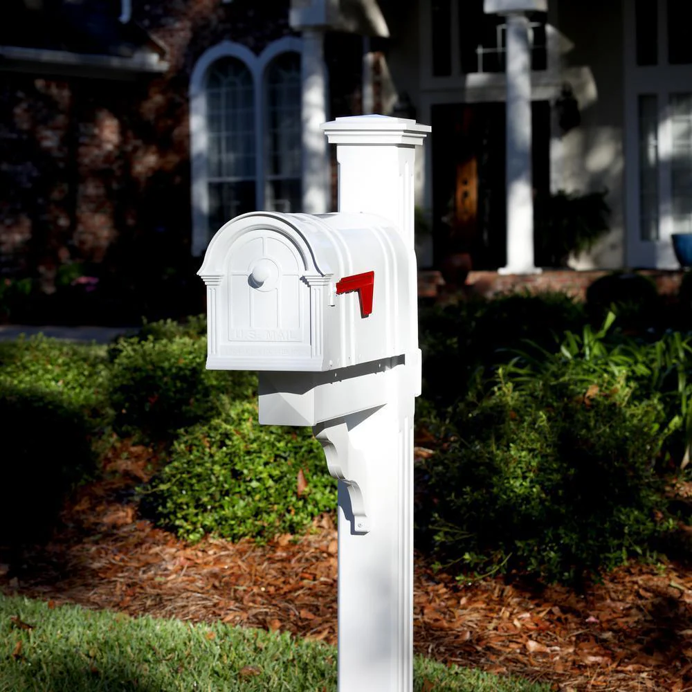 Manchester Steel and Aluminum White Post Mount Mailbox