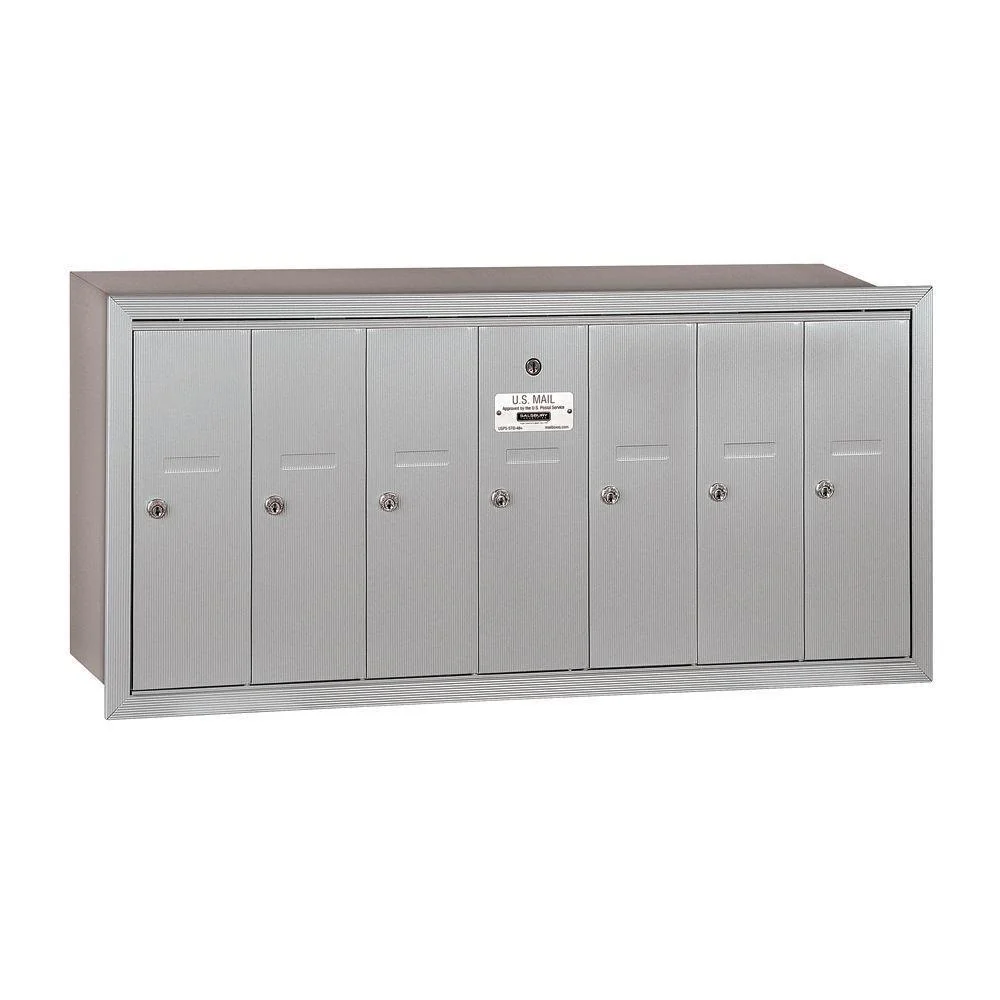 3500 Series Aluminum Recessed-Mounted Private Vertical Mailbox with 7 Door