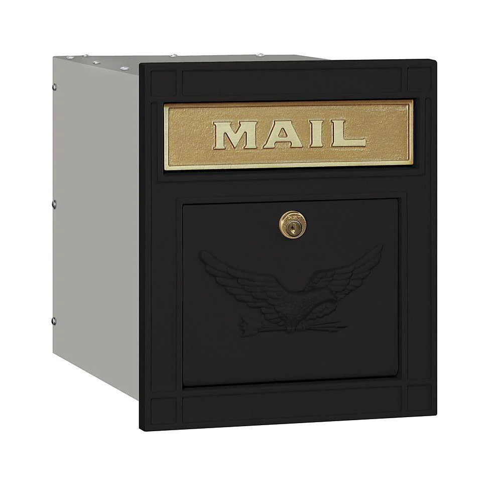 4100 Series 11.5 in. W x 13.25 in. H x 15.75 in. D Black Locking Eagle Door Cast Aluminum Column Mailbox