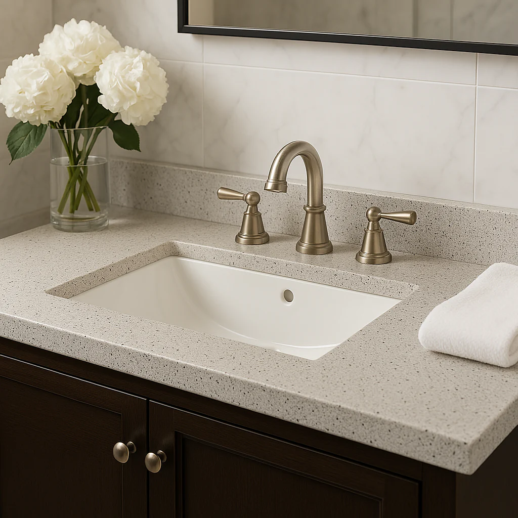 Home Decorators Collection 49-inch Solid Surface Vanity Top in Silver Ash with White Sink