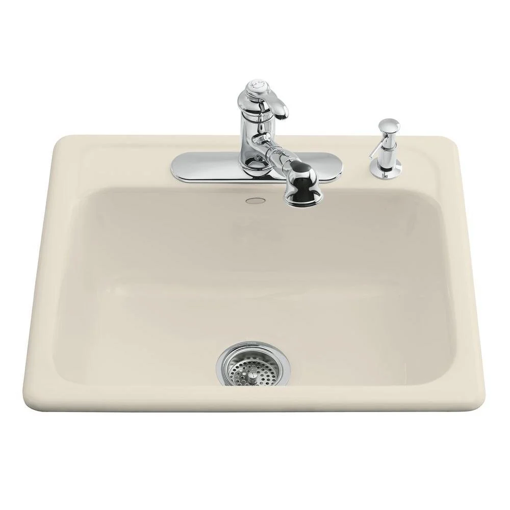 Mayfield Drop-In Cast Iron 25 in. 4-Hole Single Bowl Kitchen Sink in White