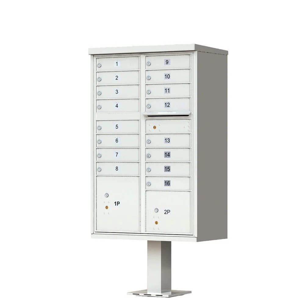 16-Mailboxes 1-Outgoing Mail Compartment 2-Parcel Lockers Pedestal Mount Cluster Box Unit