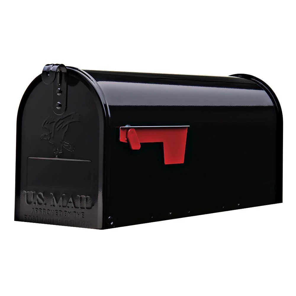 Elite Medium, Steel, Post Mount Mailbox, Black