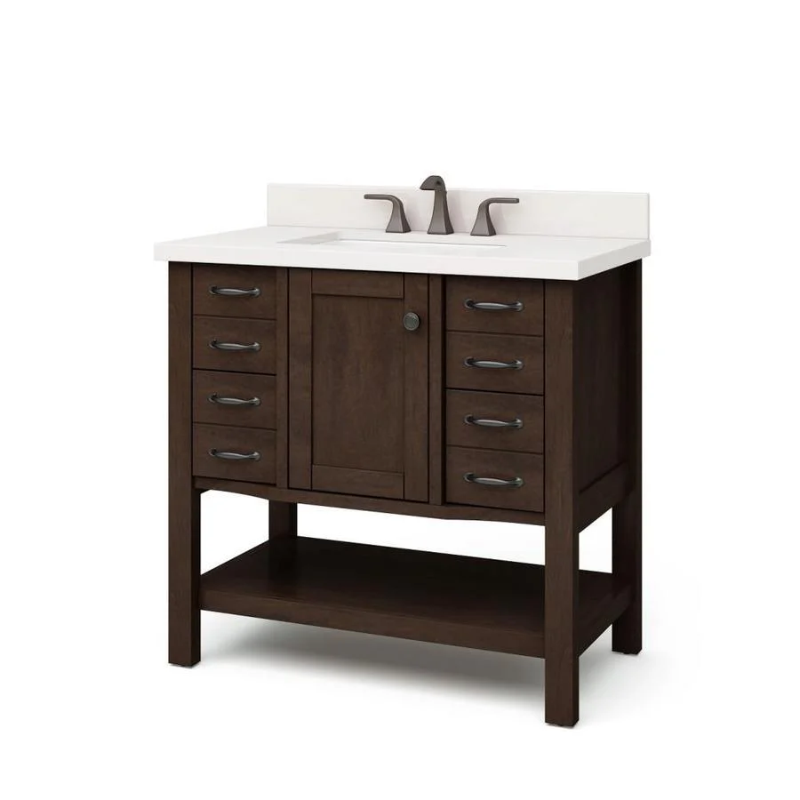 allen + roth Kingscote 36-in Espresso Single Sink Bathroom Vanity with Espresso Engineered Stone Top