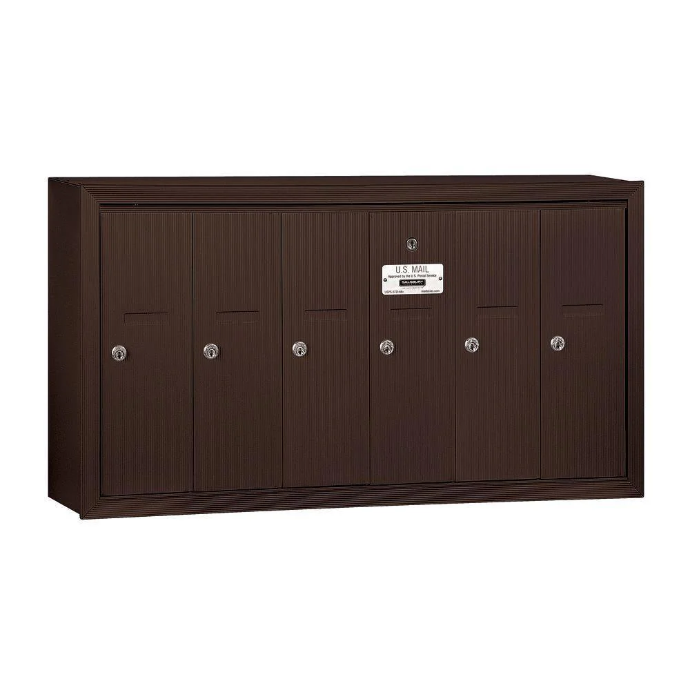 3500 Series Bronze Surface-Mounted Private Vertical Mailbox with 6 Doors