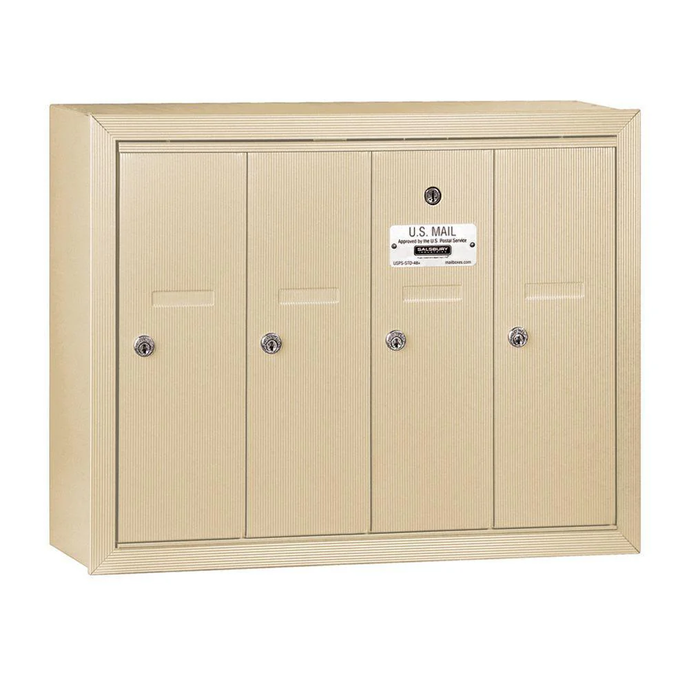 3500 Series Sandstone Surface-Mounted Private Vertical Mailbox with 4 Doors