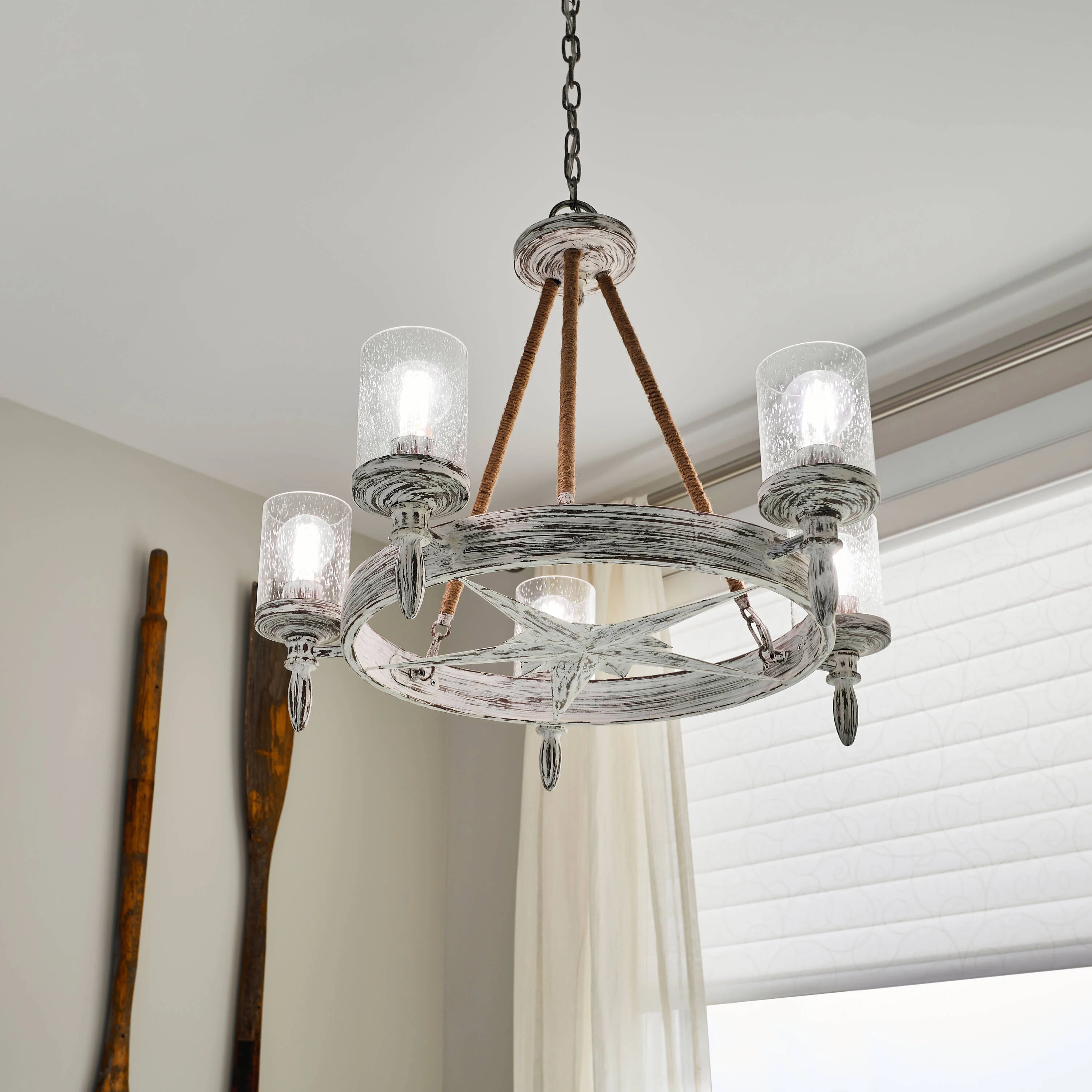 Kichler Minnow 5-Light Distressed White Coastal Chandelier
