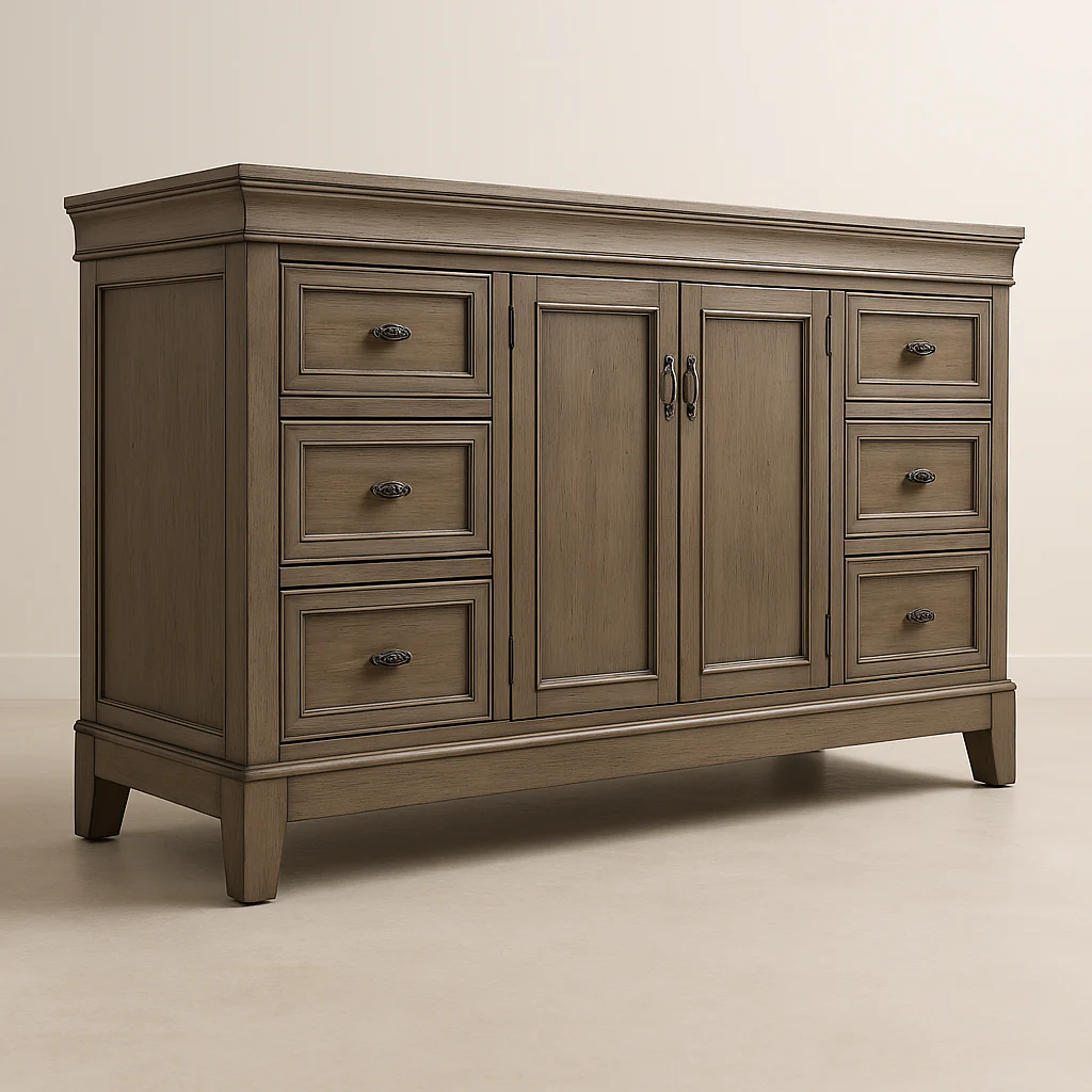 Home Decorators Collection Naples 60-Inch Distressed Grey Bathroom Vanity Cabinet