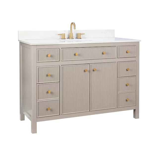 allen + roth Sandbanks 48-in Greige Undermount Single Sink Bathroom Vanity with White Engineered Stone Top