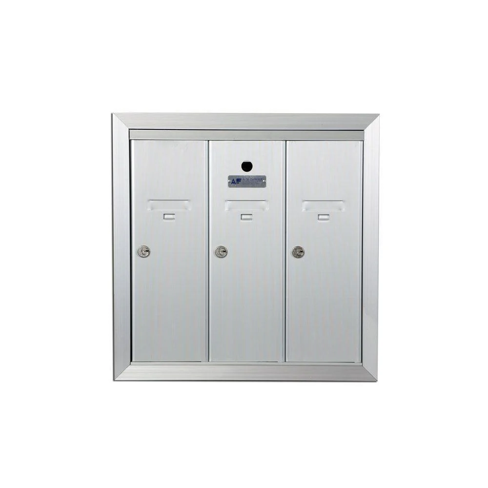 1250 Vertical Series 3-Compartment Aluminum Recess-Mount Mailbox