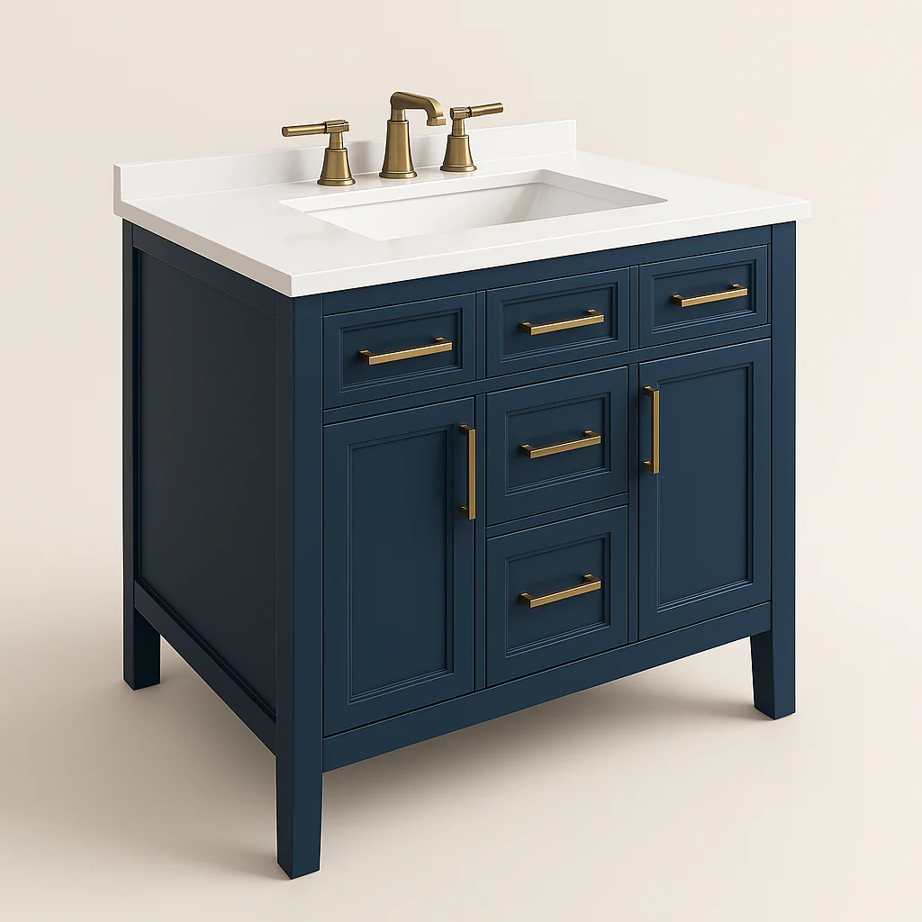 Home Decorators Collection Mayfield 42-Inch Grayish Blue Bathroom Vanity with Engineered Stone Top