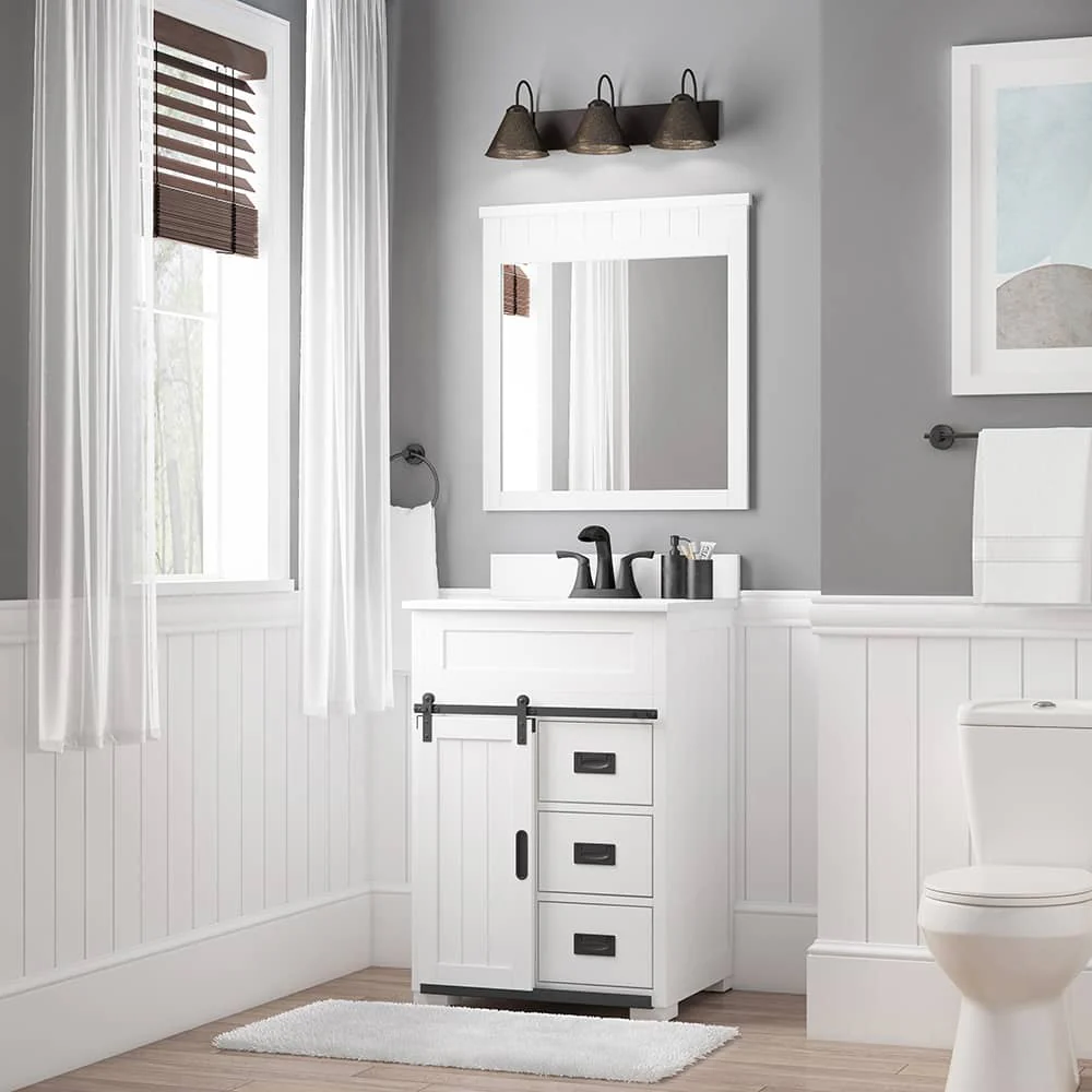 Style Selections Morriston 24-in White Undermount Single Sink Bathroom Vanity with White Engineered Stone Top