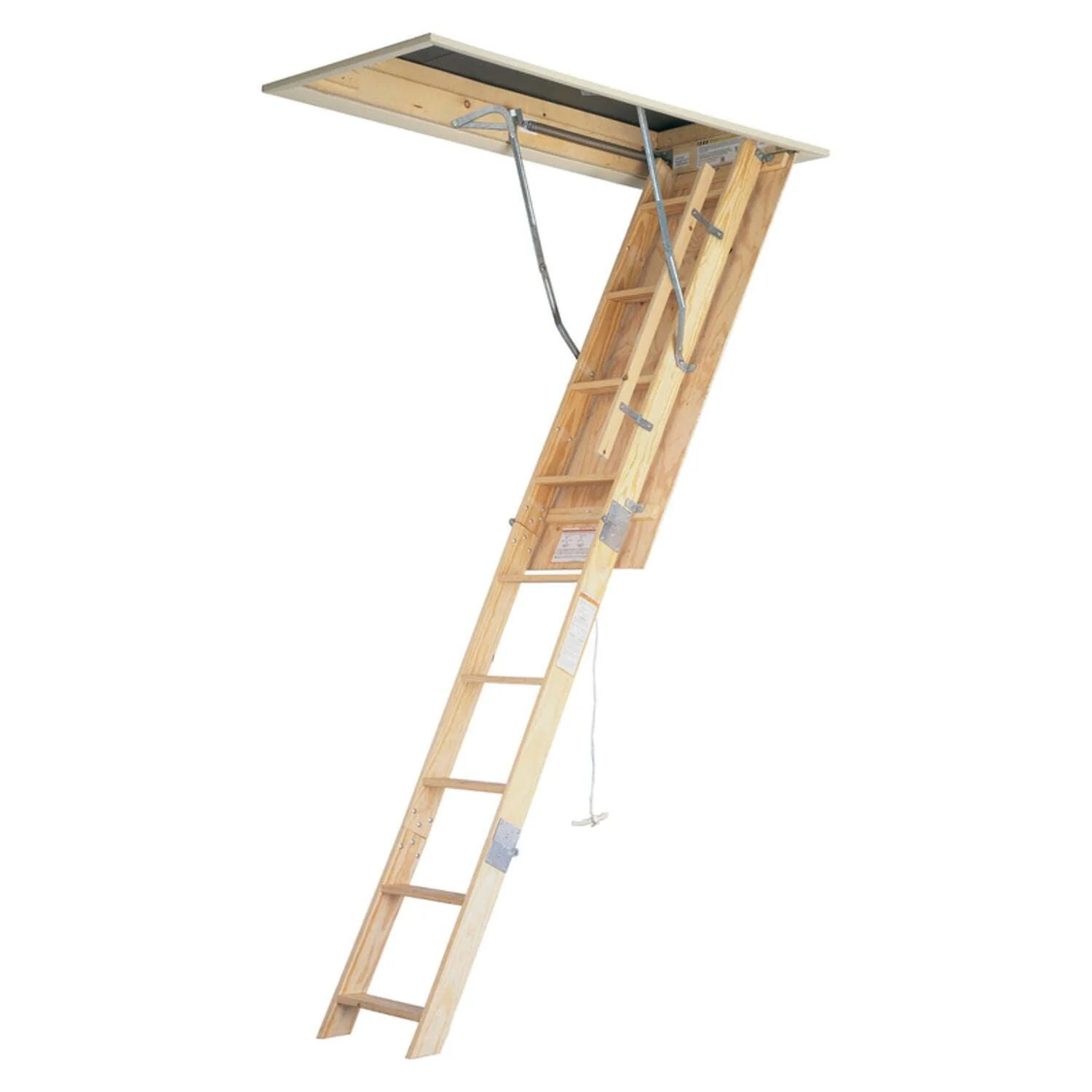 Werner W Series 7 To 8.75 ft. Ceiling 22.5 in. x 54 in. Wood Attic Ladder Type I 250 lb. capacity