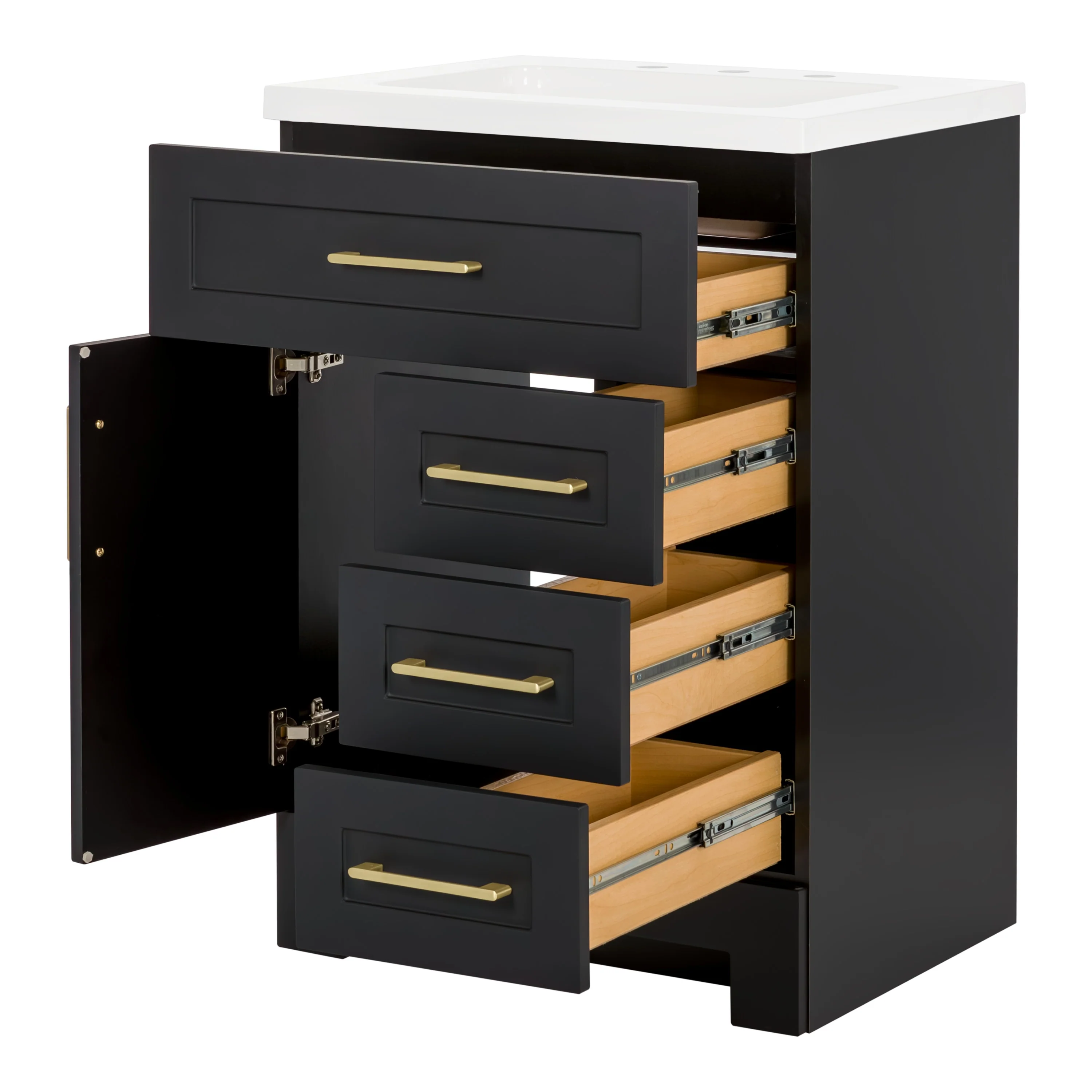 Style Selections Cauley 24-in Black Single Sink Bathroom Vanity with White Cultured Marble Top