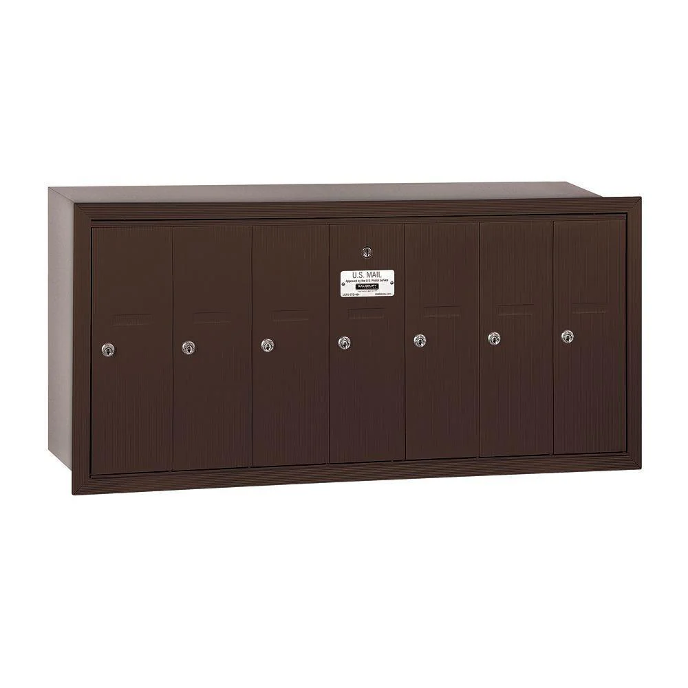 3500 Series Aluminum Recessed-Mounted Private Vertical Mailbox with 7 Door