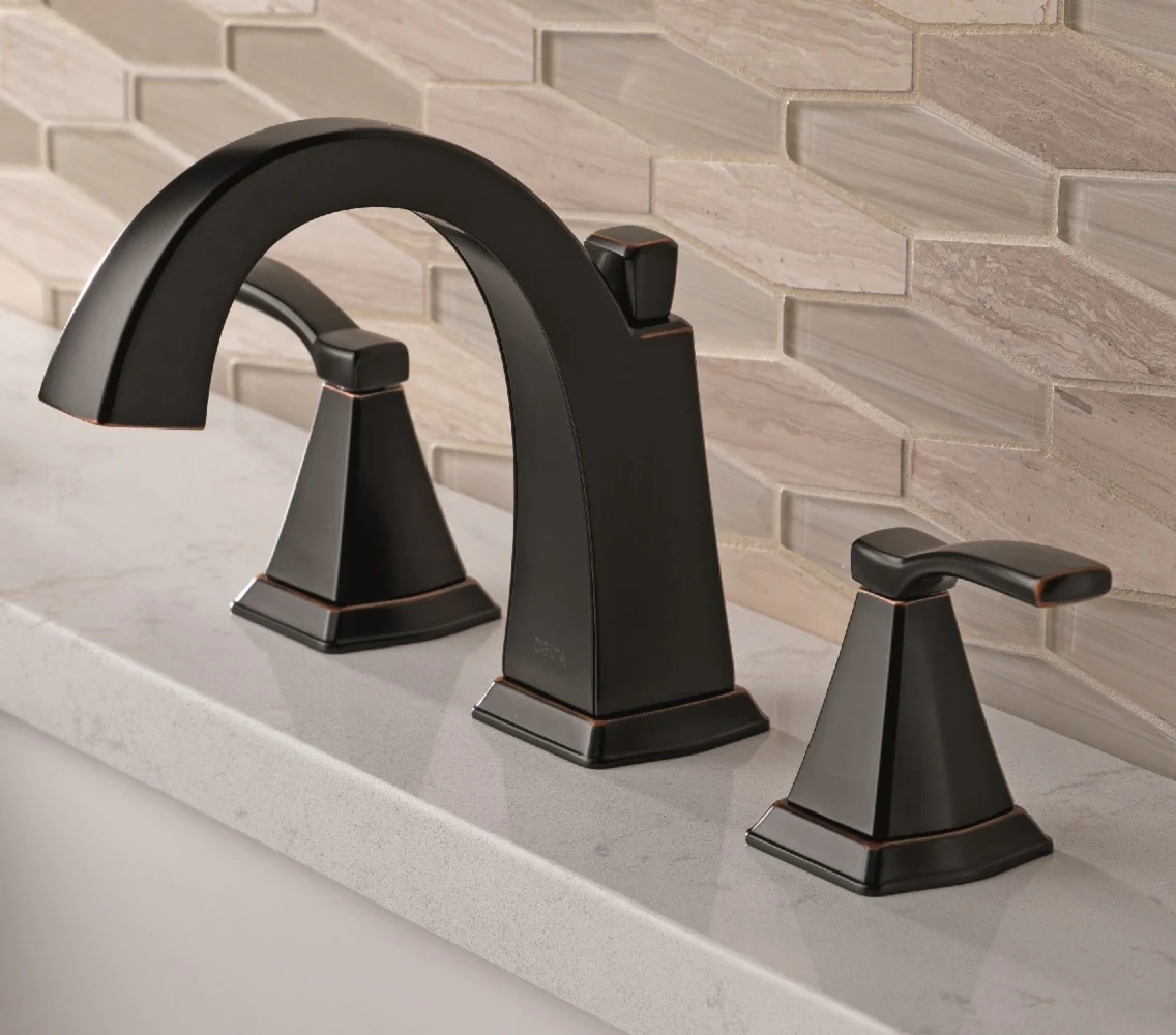 Delta Flynn Oil Rubbed Bronze 2-Handle Widespread WaterSense Bathroom Sink Faucet with Drain