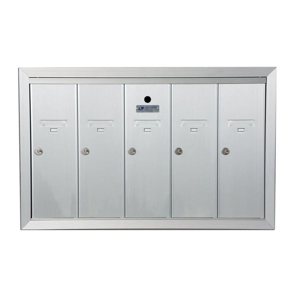 1250 Vertical Series 5-Compartment Aluminum Recess-Mount Mailbox