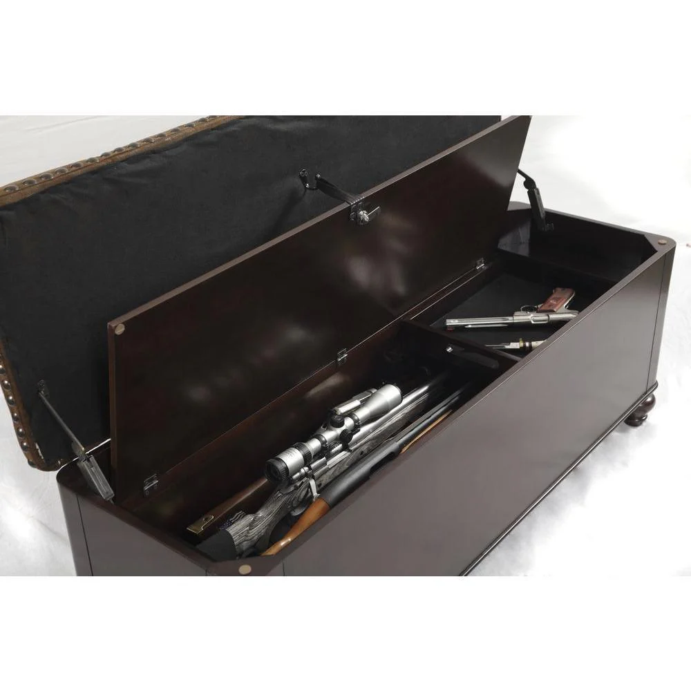 6-Gun Key Lock Wood Gun Concealment Bench, Medium Brown
