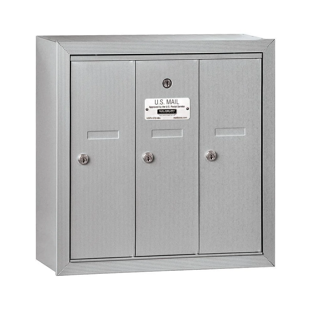 Aluminum Surface-Mounted USPS Access Vertical Mailbox with 3 Door