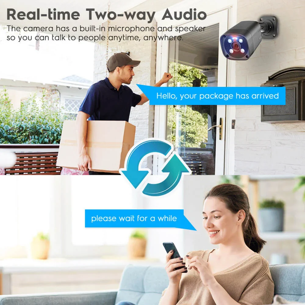 8MP PoE Outdoor Camera with Alarm Flashing Lighting