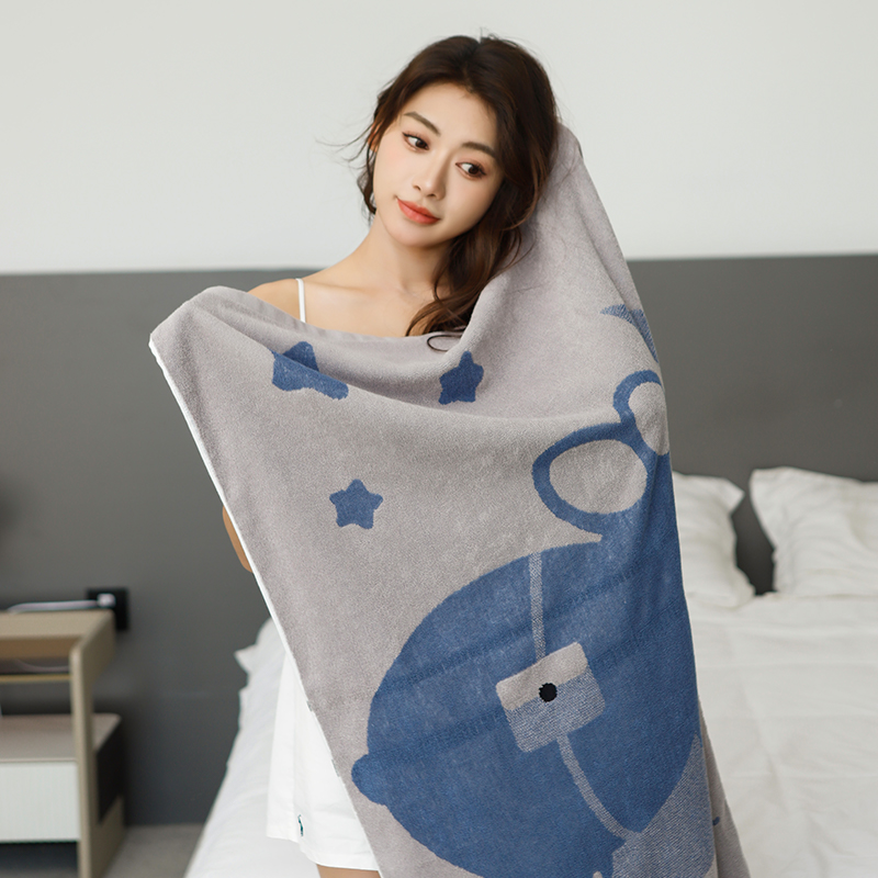 Sleeping Bunny Cartoon Cute Cotton Bath Towel 3 Colors Available