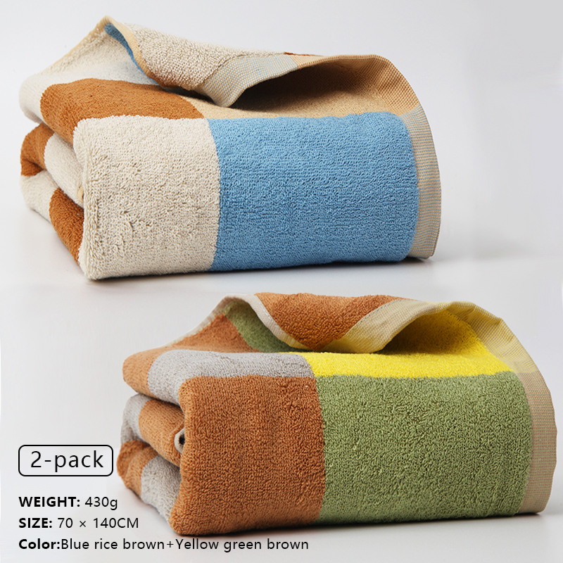 Warm checkered 100% cotton bath towel is not easy to shed.