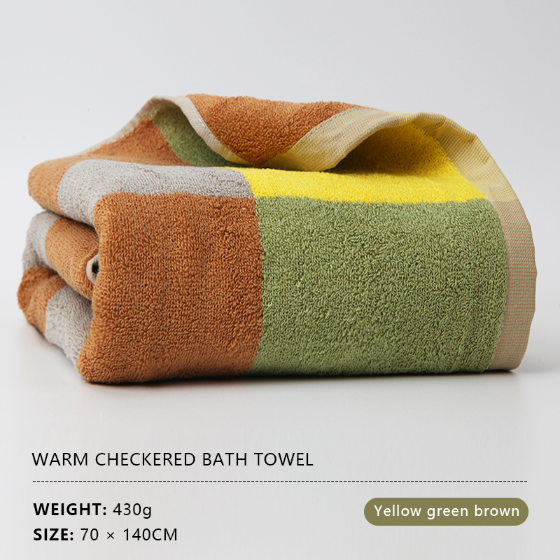 Warm checkered 100% cotton bath towel is not easy to shed.