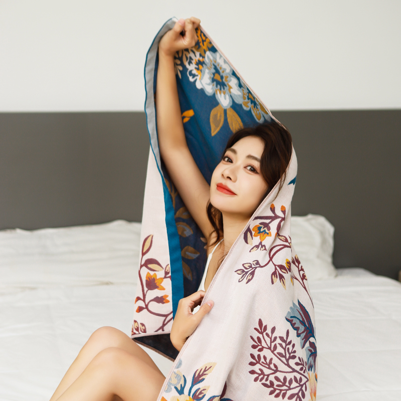 Gauze bath towel household cotton absorbent quick-drying male adult cotton large size cartoon adult bath large wrap towel