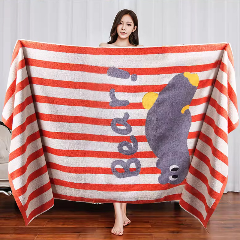 Stripe color 100% pure cotton Luxury oversized bath towel 70x140 cm