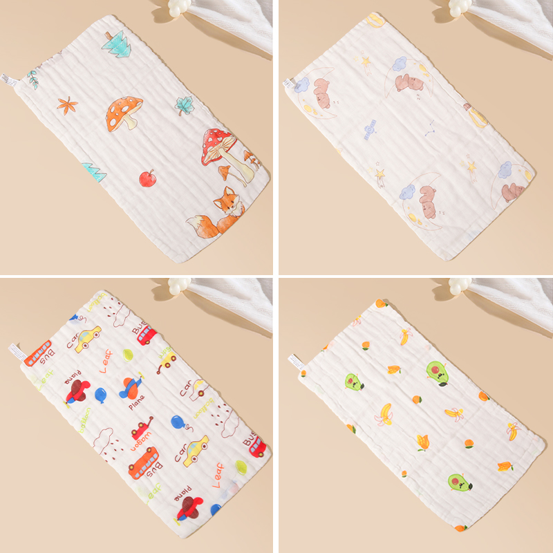 4-piece set baby gauze face towels (random patterns)