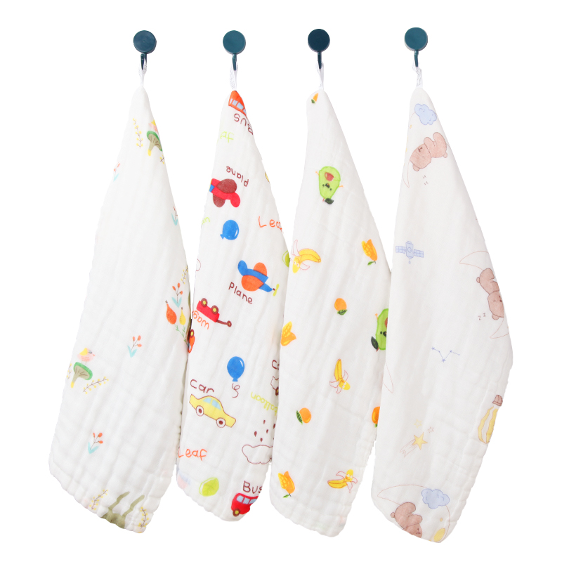 4-piece set baby gauze face towels (random patterns)