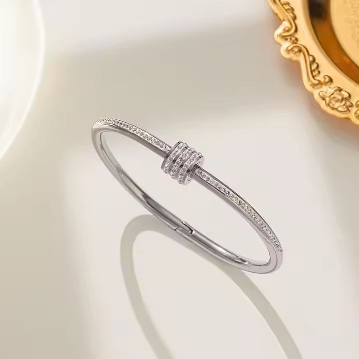 Open Screw Clasp Full of Diamonds Bracelet