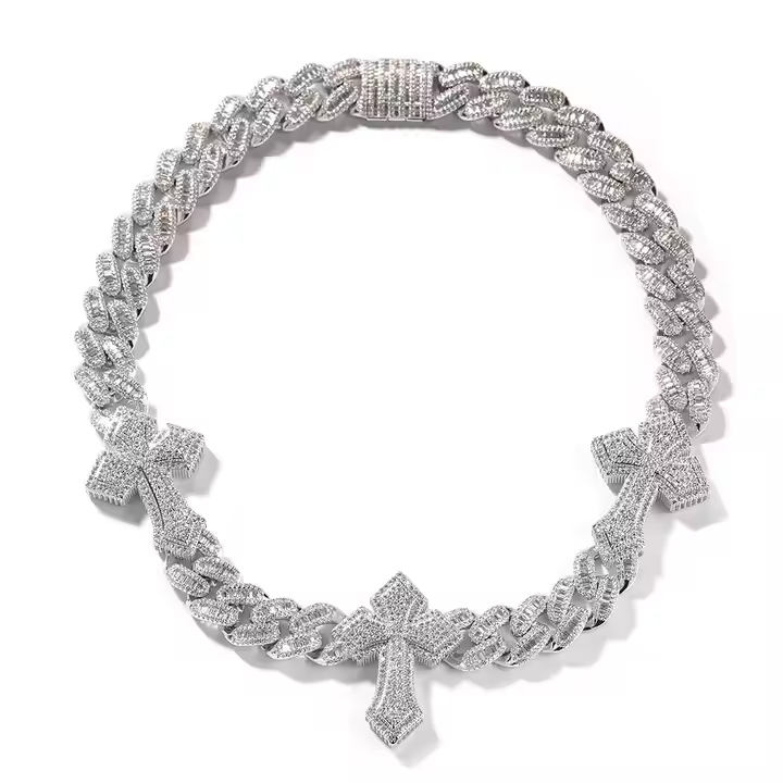 Cross With Cuban Chain 15mm Necklace