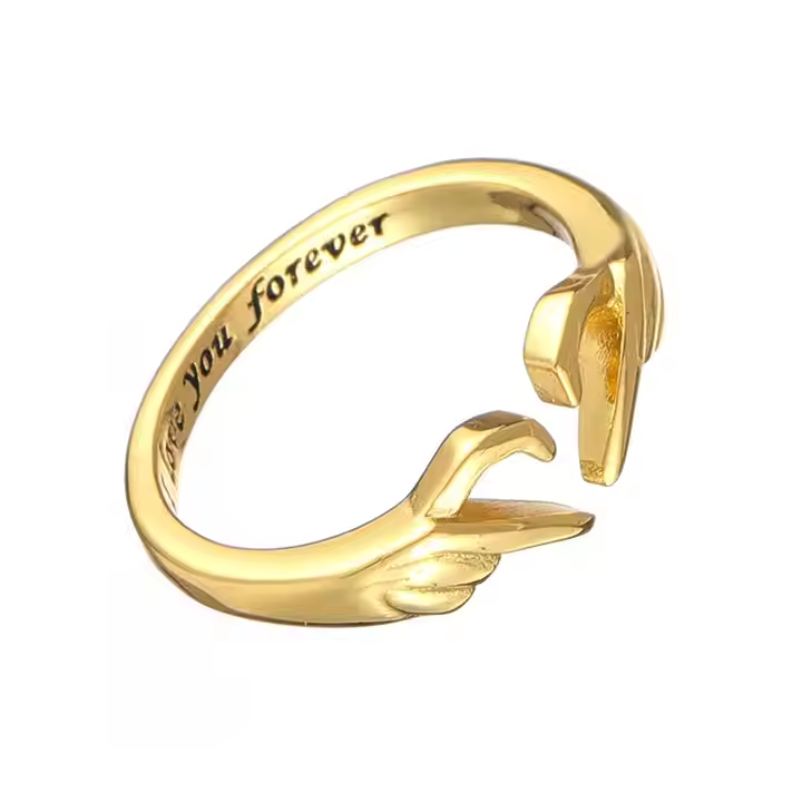 Heart Pattern Hundred Live Mouth Fashion Jewelry Rings