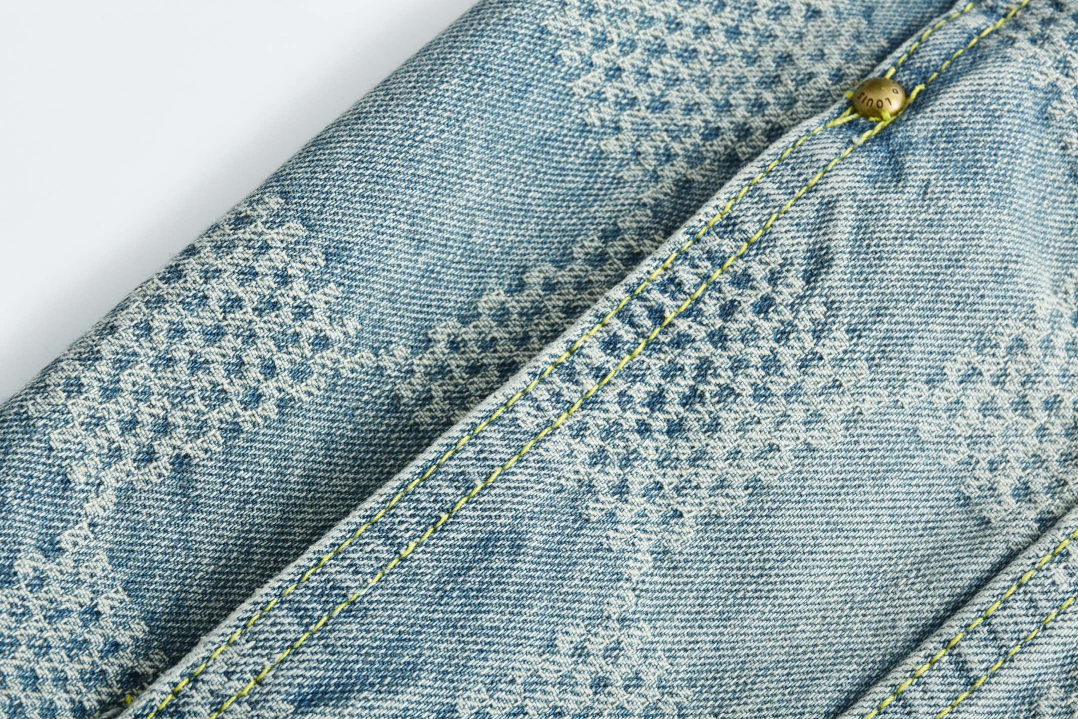 1V25ss checkerboard denim jacket