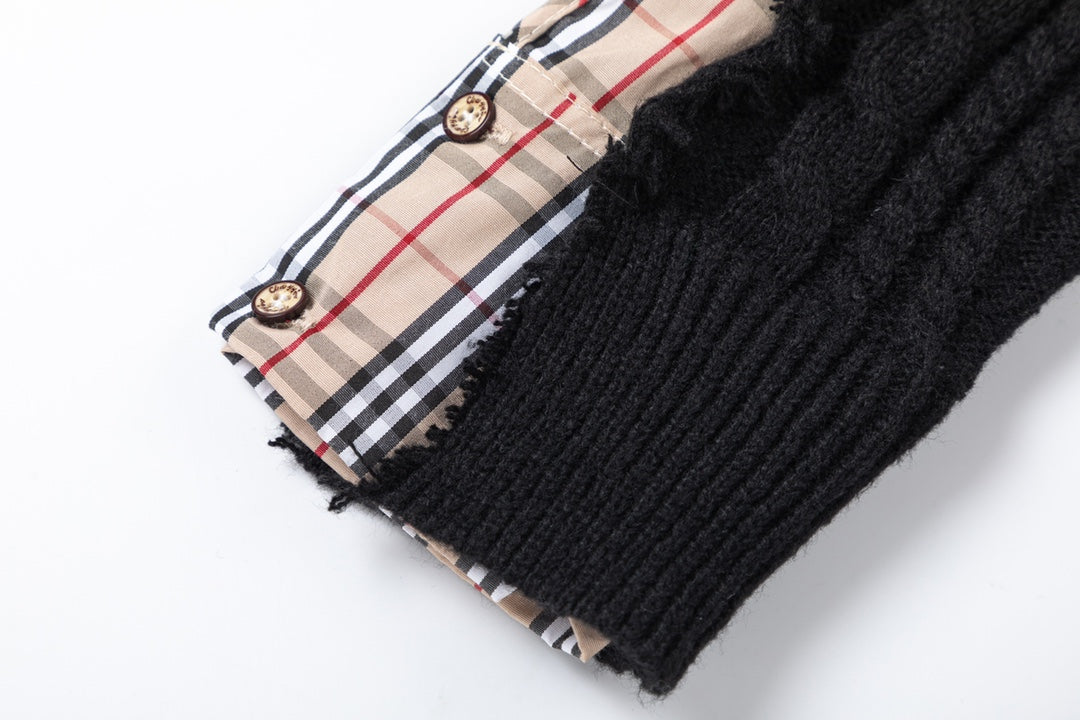 New Black Patchwork Sweater
