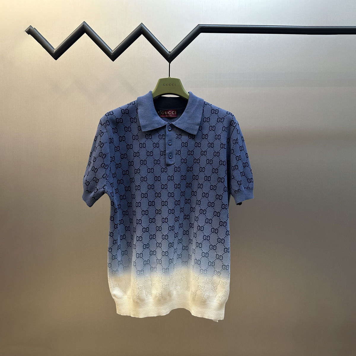 Knitted cotton jacquard lapel Polo