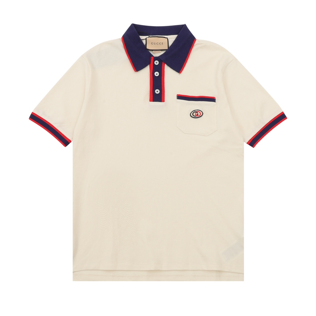 Pocket embroidered short-sleeved polo shirt