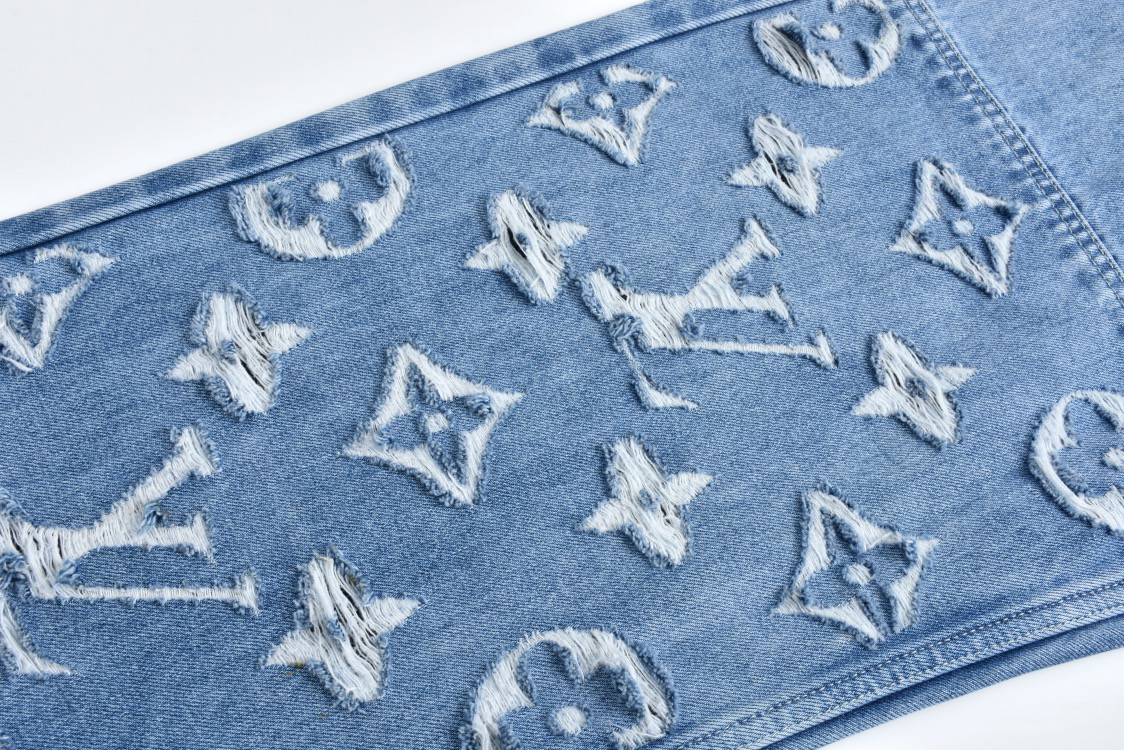 Blue Embroidered Slim Jeans