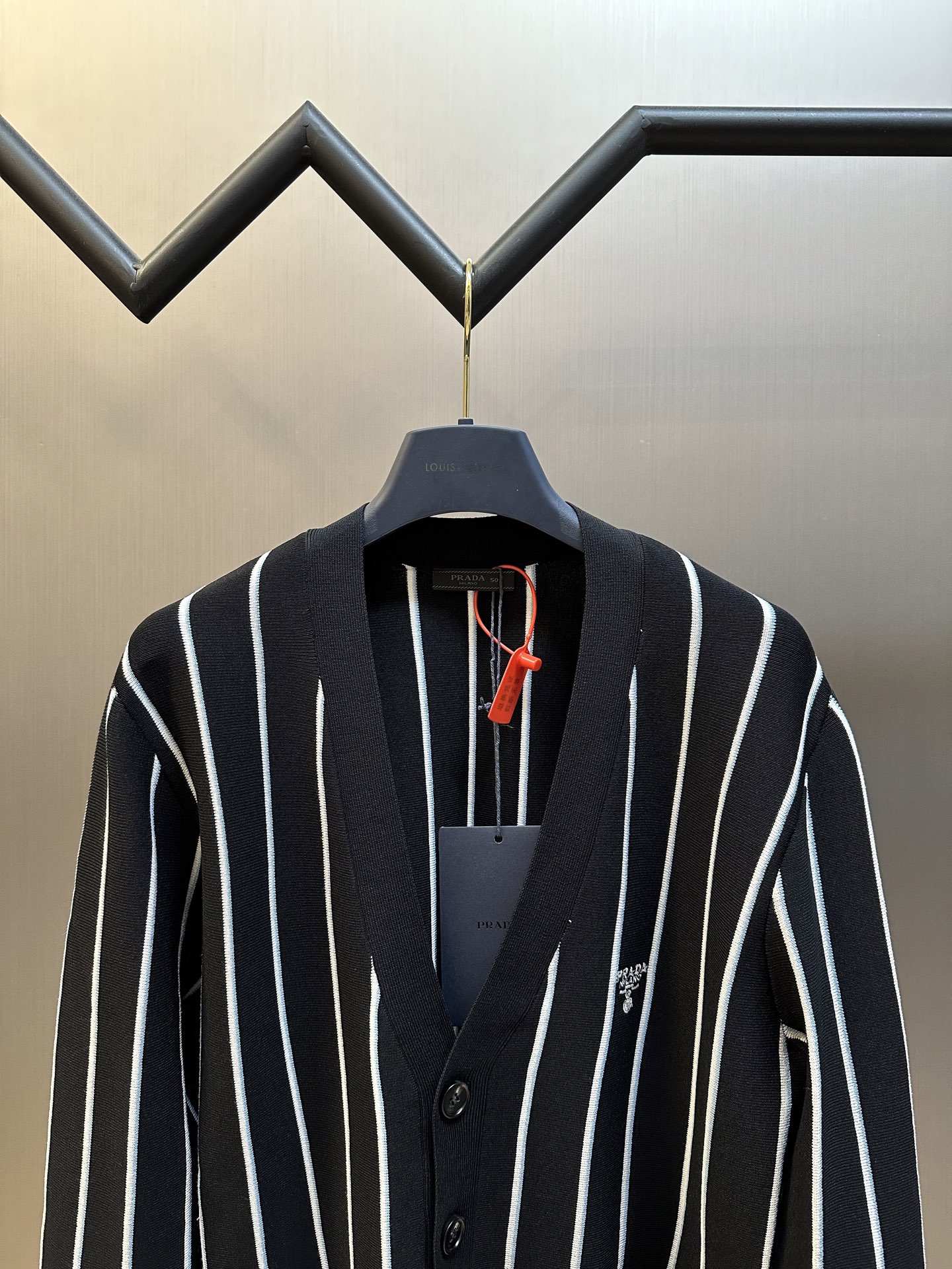 Striped embroidered cardigan sweater