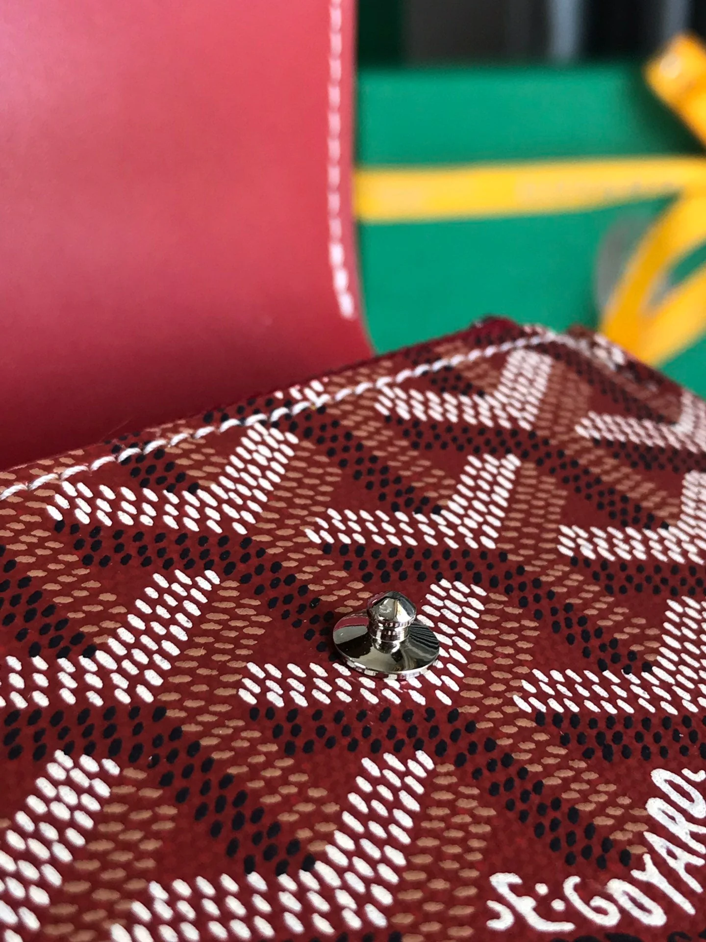 Red Calfskin Canvas Card Holder