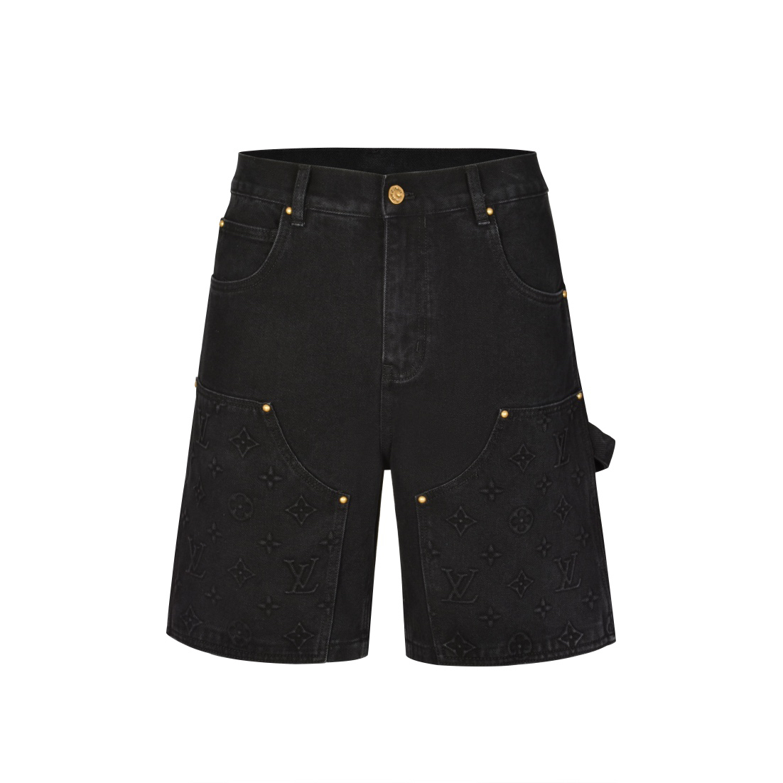 Black Denim Classic Cargo Shorts