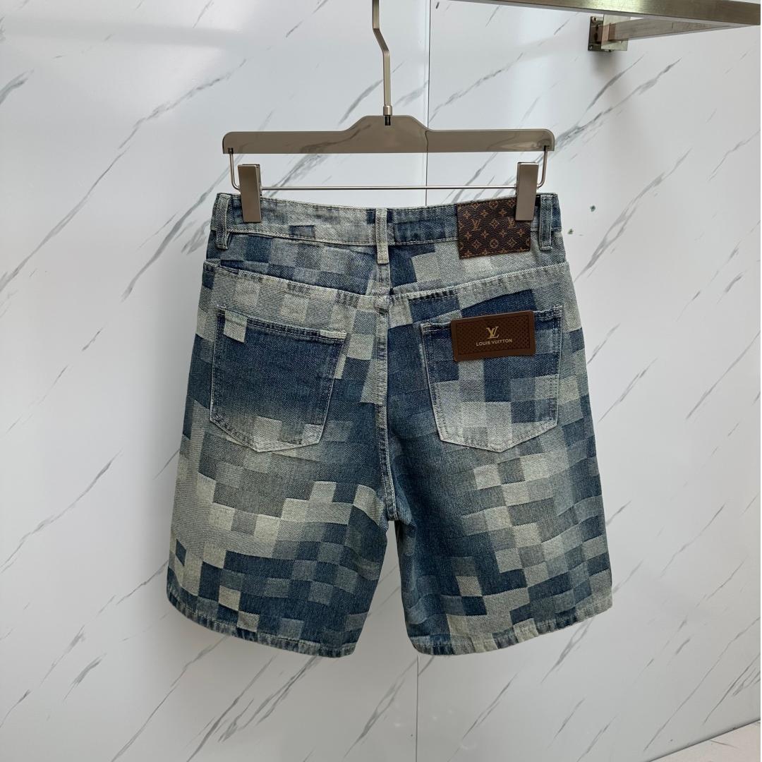 Blue Plaid Denim Shorts