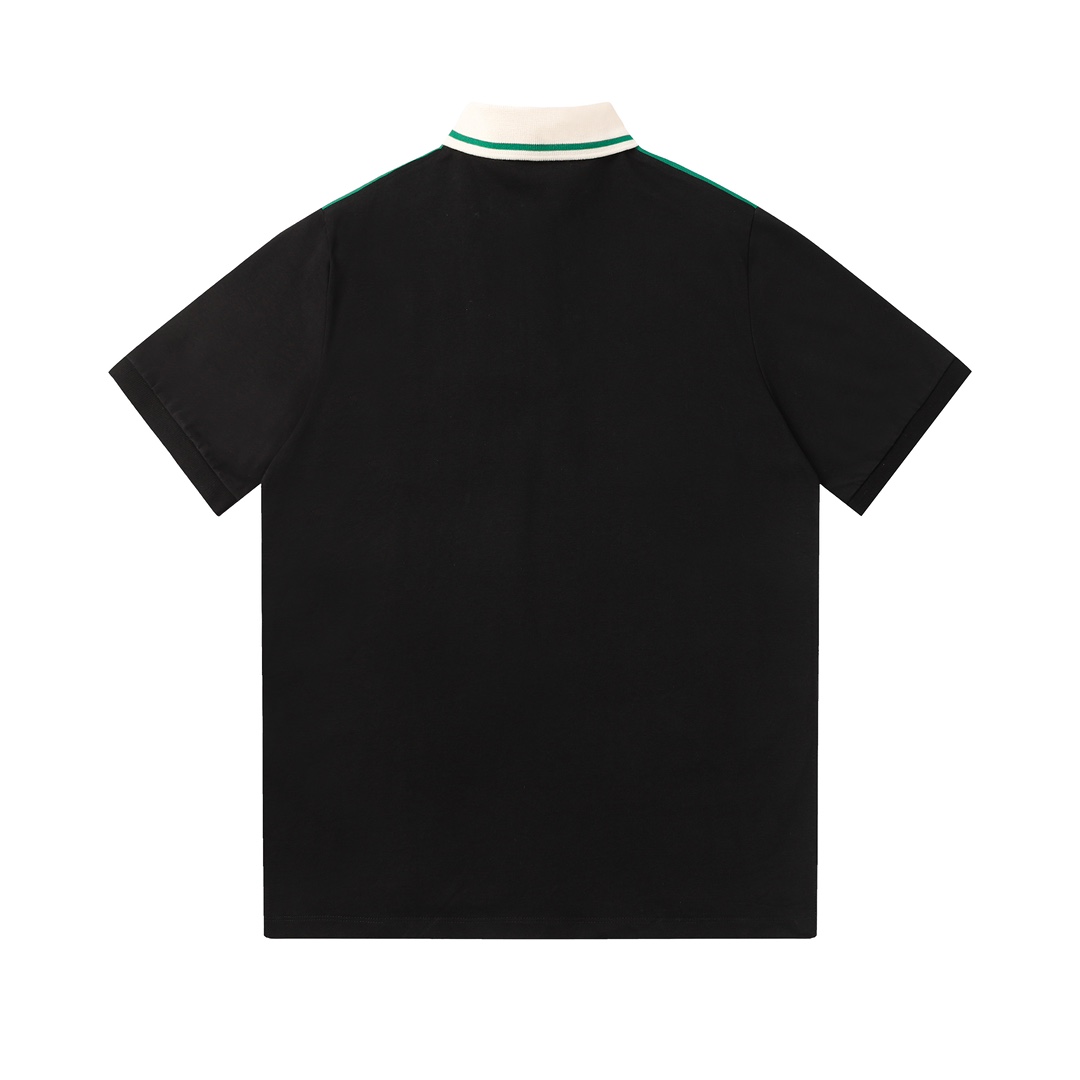 Red And Green Ribbed Polo Shirt Short Sleeves