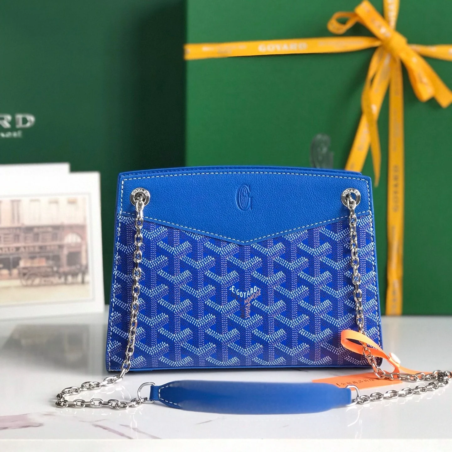 Blue Calfskin Structured Mini Bag